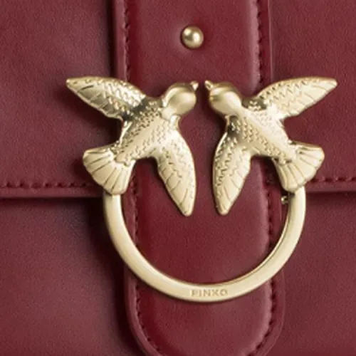 PINKO SIMPLY Cow Leather Crossbody Bag Shoulder Bag Mini Women's Burgundy