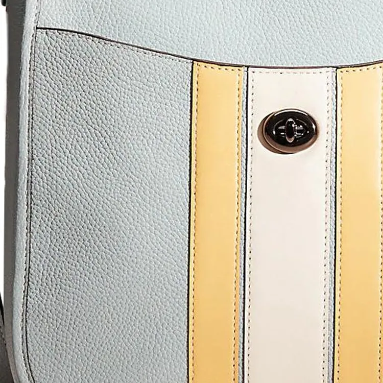 COACH Chaise Pebbled Leather Shoulder Bag Crossbody Bag Large Size Women's Aqua Blue-3