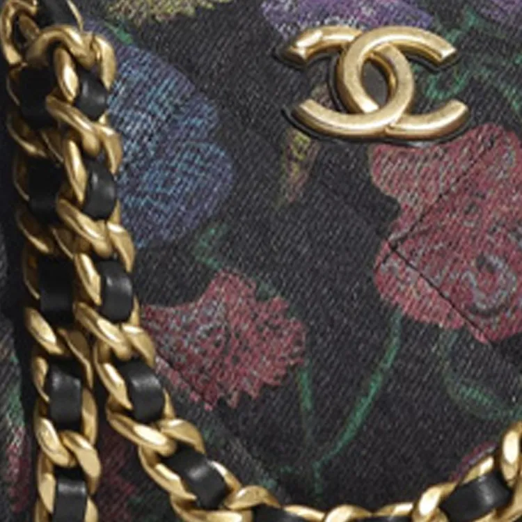 CHANEL Denim Bowling Bag, Handbag, Shoulder Bag, Crossbody Bag Unisex Carbon Gray/Multicolor-3