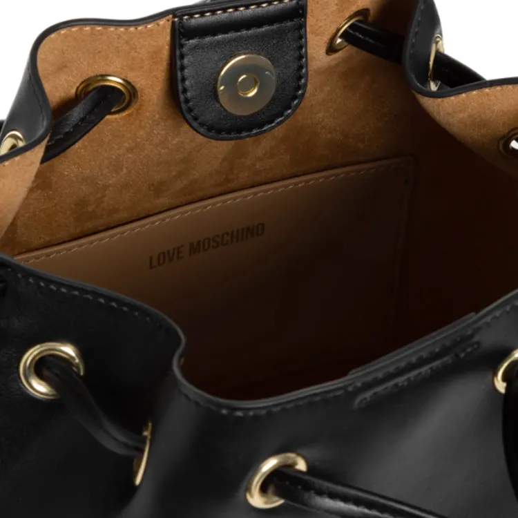 LOVE MOSCHINO Polyurethane Bucket Bags Shoulder Bag Crossbody Bag Handbag Women's Black-4