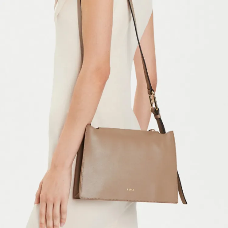 Furla Cow Leather Shoulder Bag Crossbody Bag Women's Khaki Multicolor-4