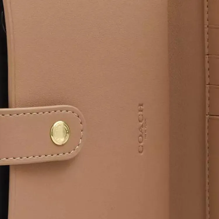 COACH Coated Canvas With Leather Wallet Trumpets Women's Gold & Chalk Multicolor-4