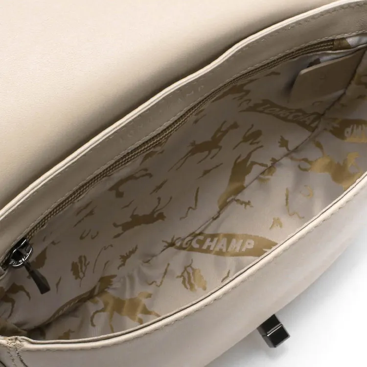 LONGCHAMP Leather Crossbody Bag, Shoulder Bag Regular Women's Beige-2