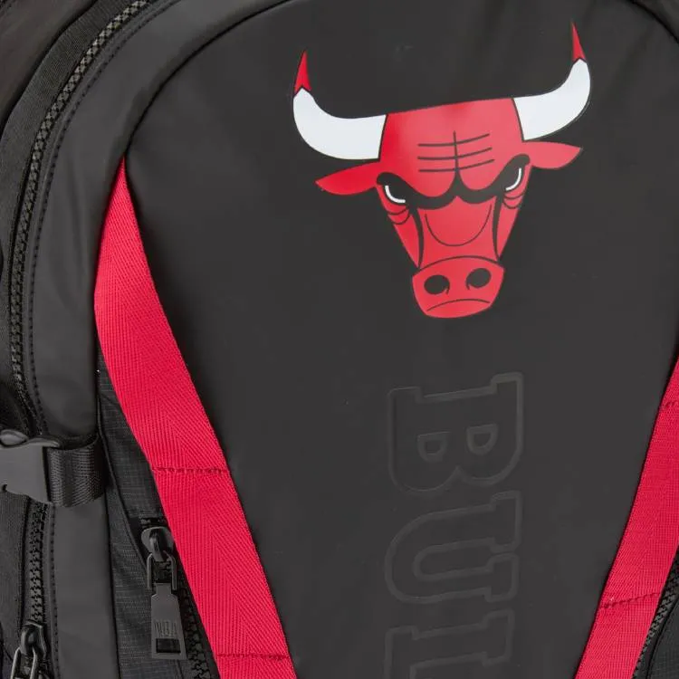 NBA Bulls Matte Finish Material Backpack Unisex Black & Red-2