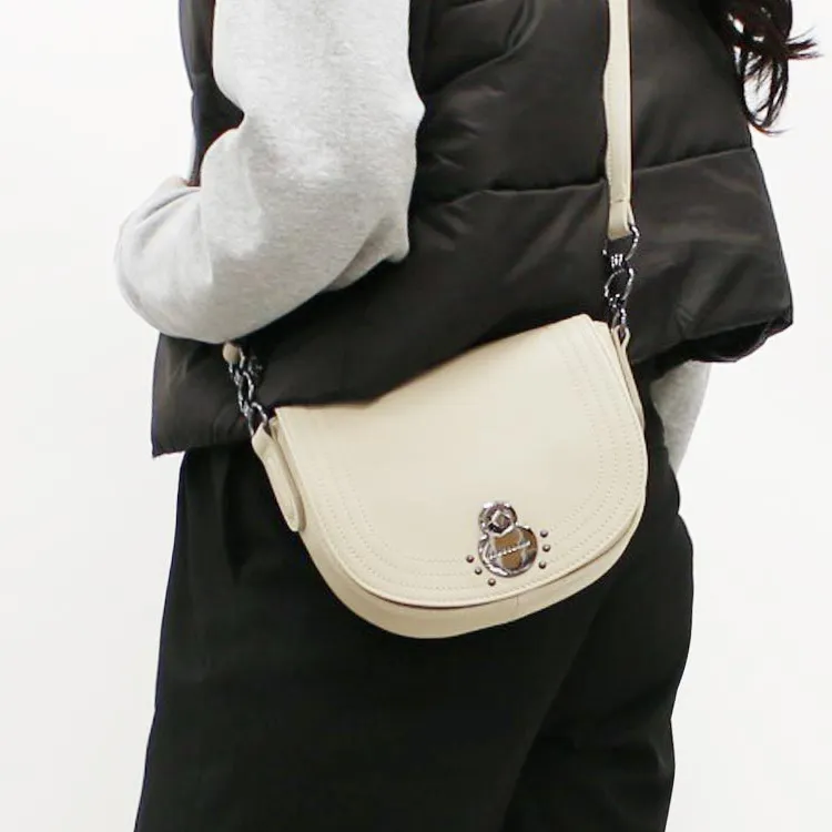 LONGCHAMP Leather Crossbody Bag, Shoulder Bag Regular Women's Beige-4