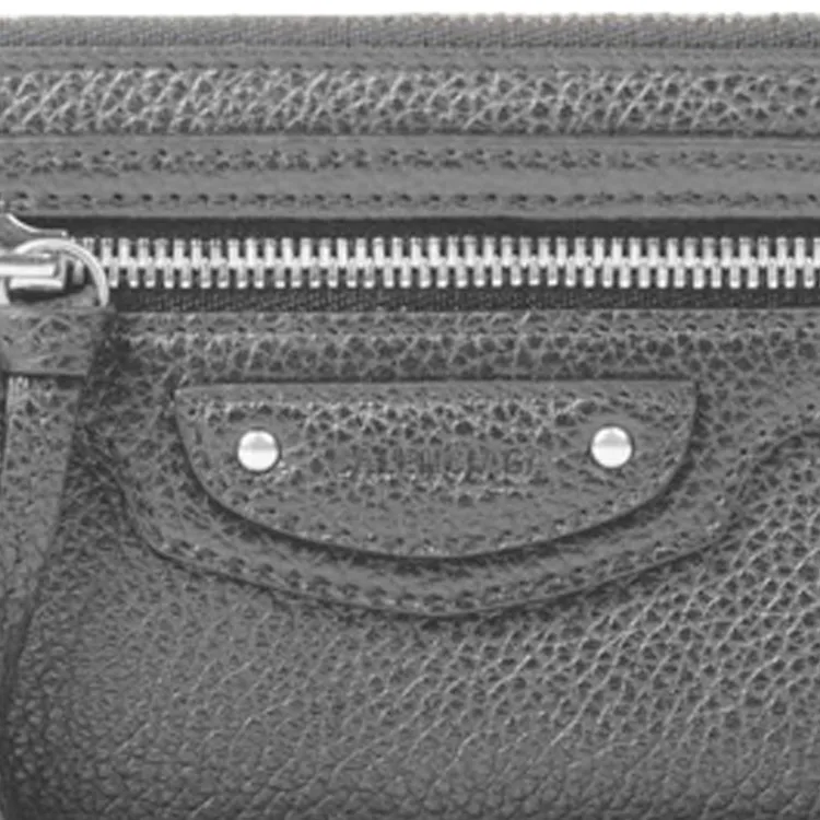 Balenciaga Grained Calfskin Coin Purses Wallets Unisex Gray-2