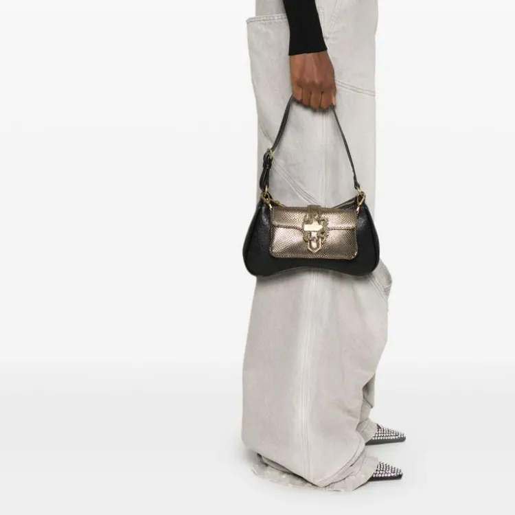 Just Cavalli Leather Shoulder Bag Women's Black-4