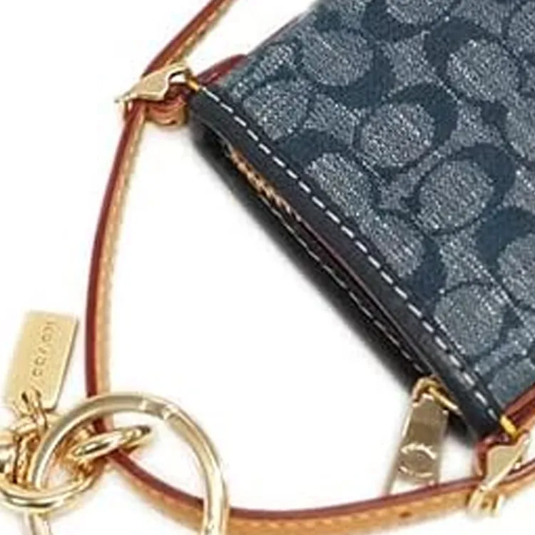 COACH Canvas With Leather Chambray Bucket Bag Shape, Hanging Price Bag Accessory Women's Denim Blue-2