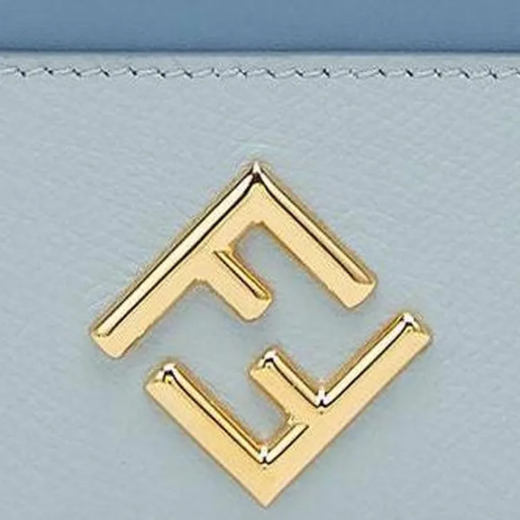 FENDI FF Diamonds Series Grained Calfskin Card Holder Women's Light Blue-3