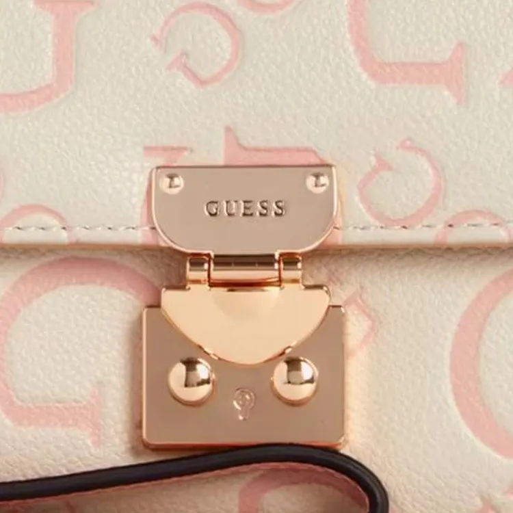 GUESS Faux Leather Cell Phone Pouch Clutch Women's Gray White-3