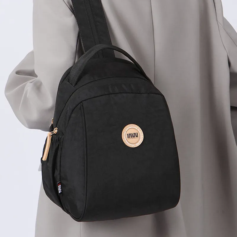 SEPTWOLVES Fabric Sling Bag Medium Size Women's Black-3
