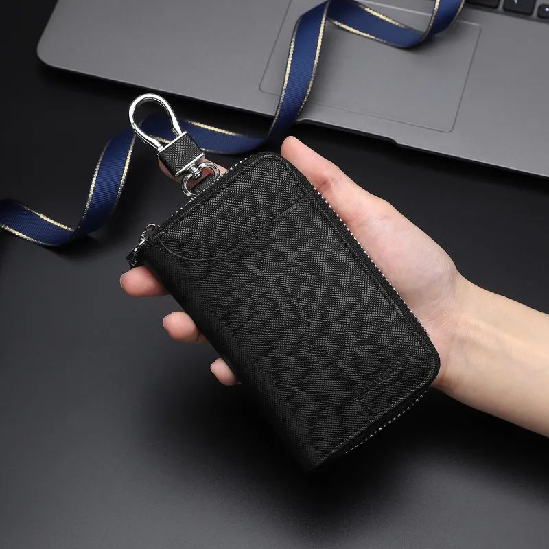 NAVIGARE Cow Leather Key Pouch Card Holder Men's Black-6