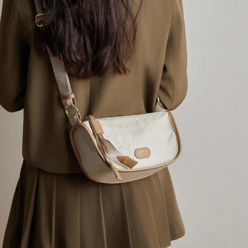 15 MINS Cow Leather Crossbody Bags Shoulder Bags Women's Ecru-3