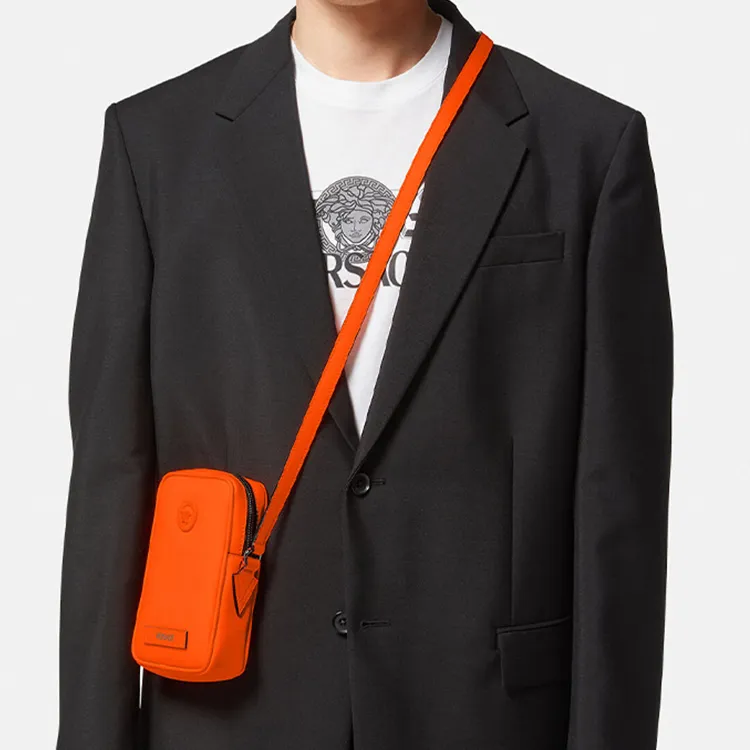 VERSACE Polyester Shoulder Bag Crossbody Bag Regular Men's Orange-5