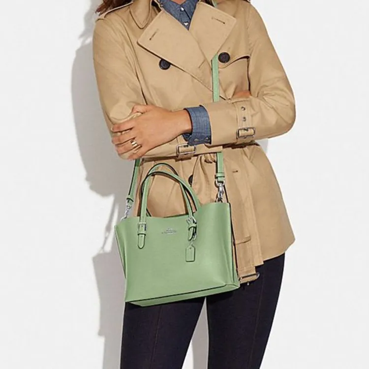 COACH Mollie Cow Leather Tote Bag Shopping Bag Double Sided One Shoulder Handbag Medium Size Women's Grass Green-4