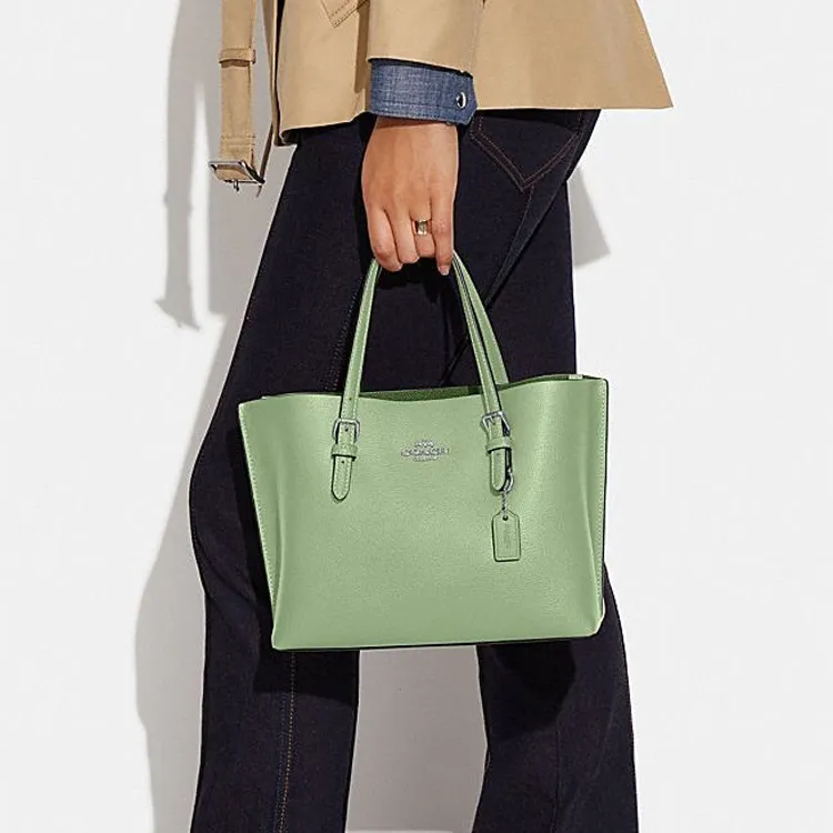 COACH Mollie Cow Leather Tote Bag Shopping Bag Double Sided One Shoulder Handbag Medium Size Women's Grass Green-3