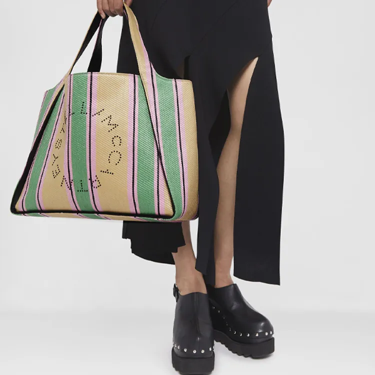 Stella McCartney Striped Logo Embellished Tote Bag-3