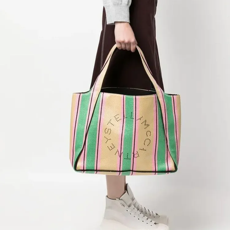 Stella McCartney Striped Logo Embellished Tote Bag-4