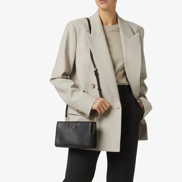 MICHAEL KORS Valerie Litchi Grain Leather Shoulder Bag Crossbody Bag Medium Size Women's Black-4