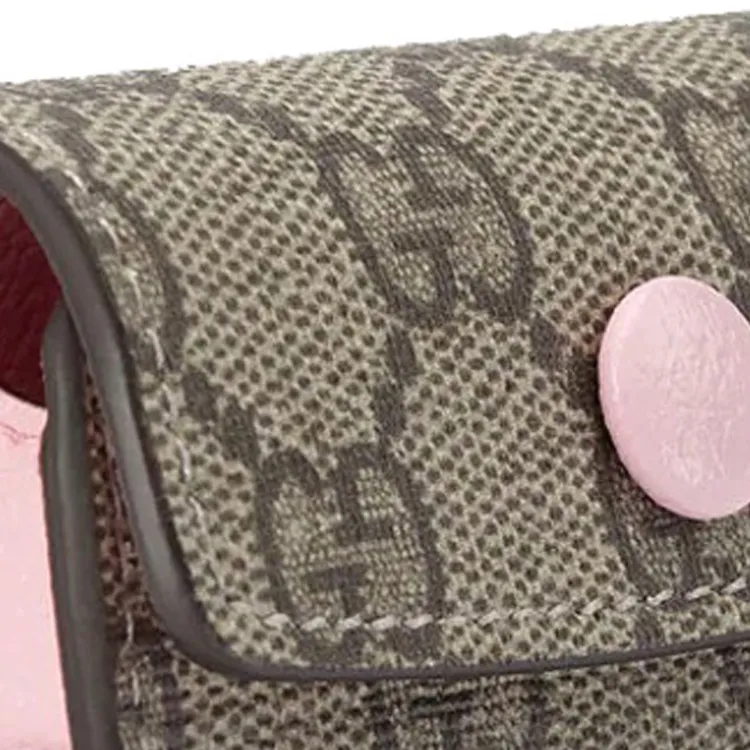GUCCI Canvas With Leather Lipstick Case Clutch Women's Ebony Pink-5