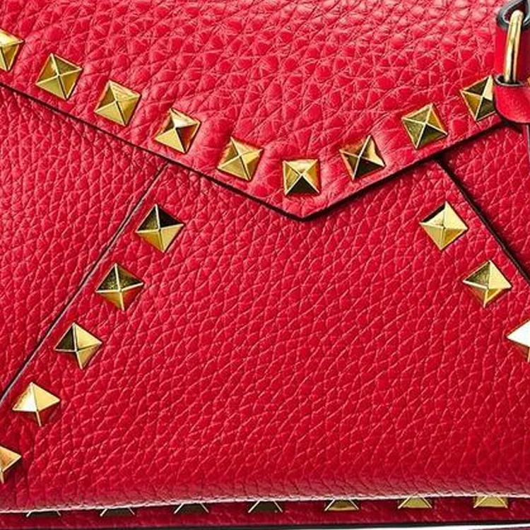 Valentino Rockstud Grained Leather Shoulder Bag Crossbody Bag Mini Women's Red-2