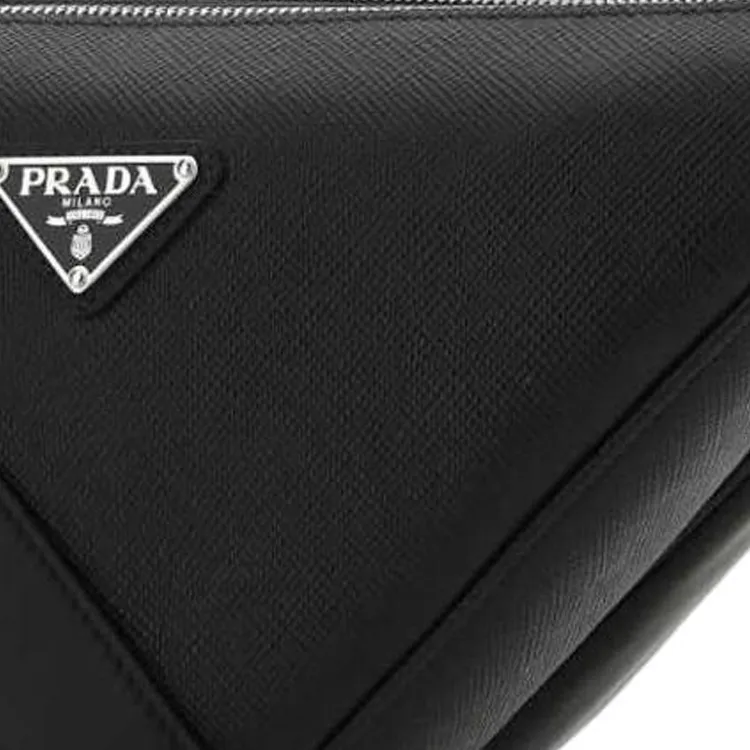 PRADA Triangle Logo Plaque Double Messenger Bag-5