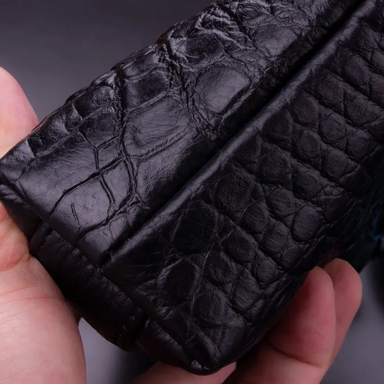 DOSRFINI Cow Leather Casual Street Style Crocodile Pattern Clutch Men's Black-4