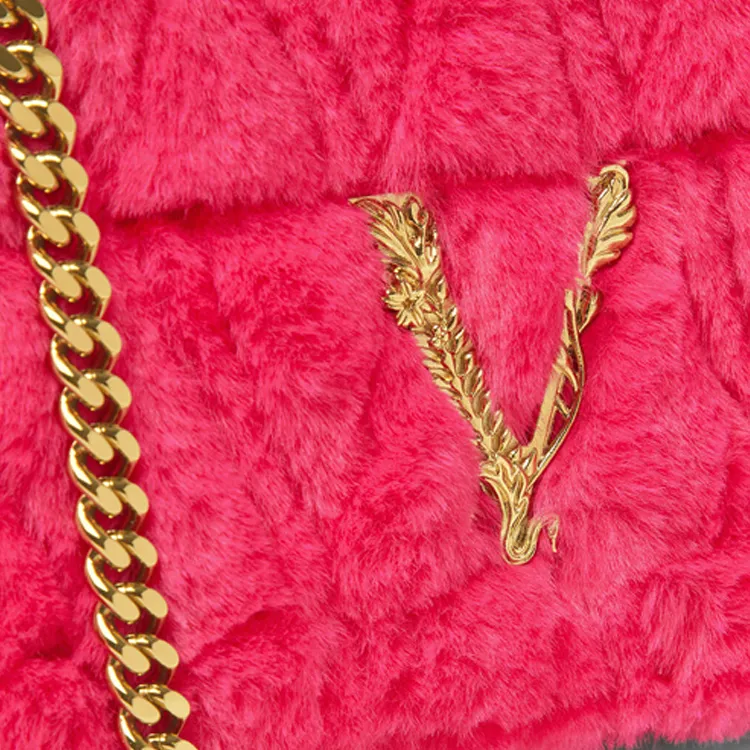 VERSACE Polyester Handbag Shoulder Bag Crossbody Bag Women's Pink-4