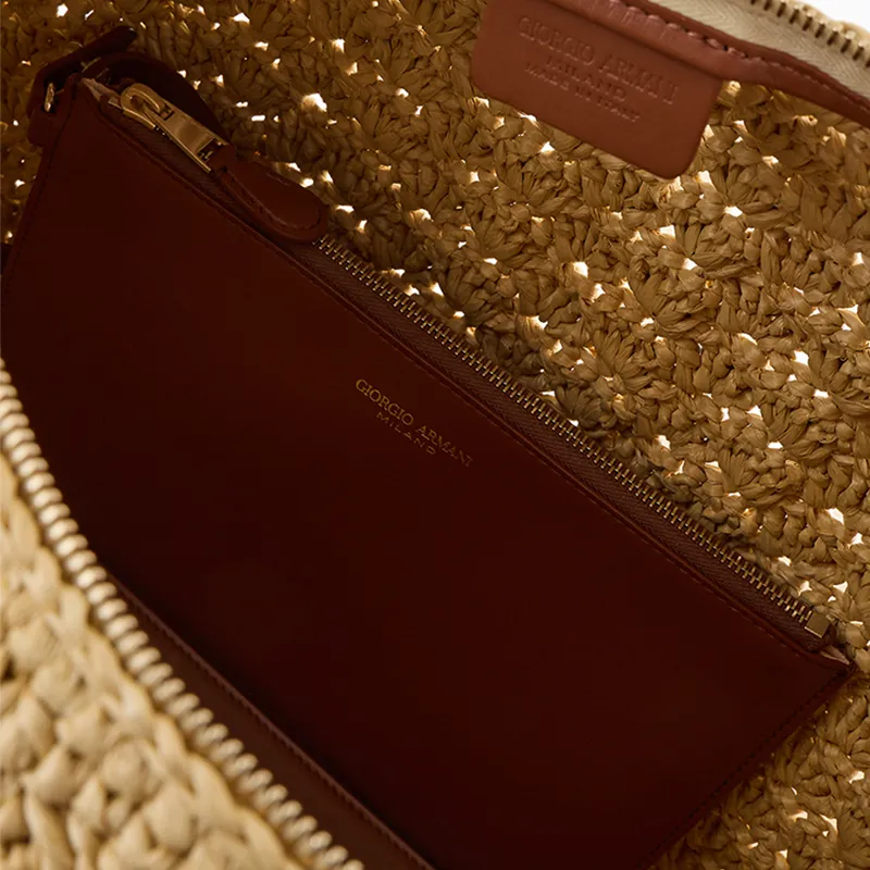 AMANI Coconut Coir With Leather Portable Crossbody Bag, Shoulder Bag Tubas Women's Beige-4