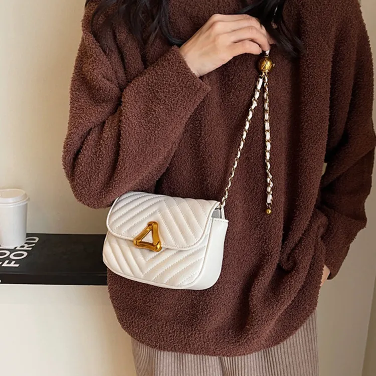 NOMK PU Small Square Bag Shoulder Bag Crossbody Bag Small Size Women's Red/Ecru/Black/Coffee-7
