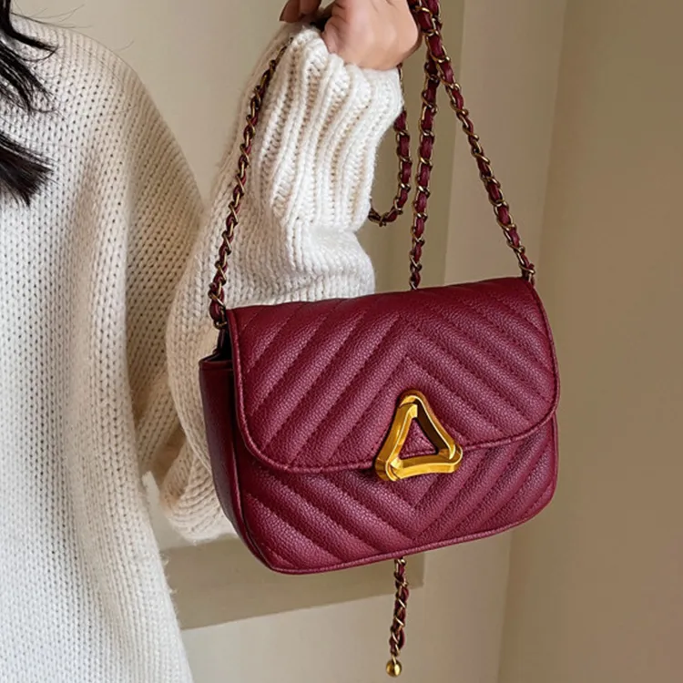 NOMK PU Small Square Bag Shoulder Bag Crossbody Bag Small Size Women's Red/Ecru/Black/Coffee-3