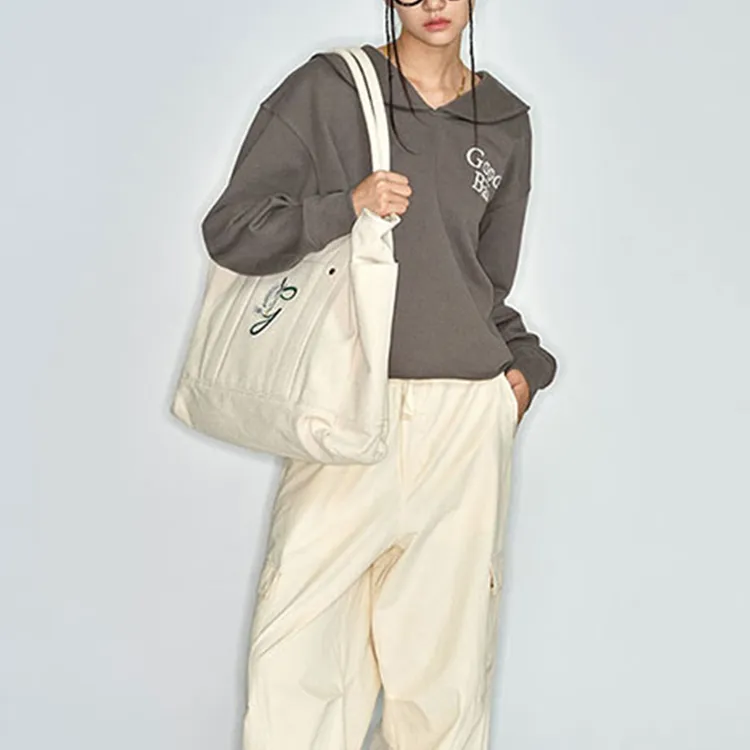 GOOD BAI Canvas Tote Bag Shopping Bag Canvas Bag Handbags Medium Size Unisex Khaki/Beige-4