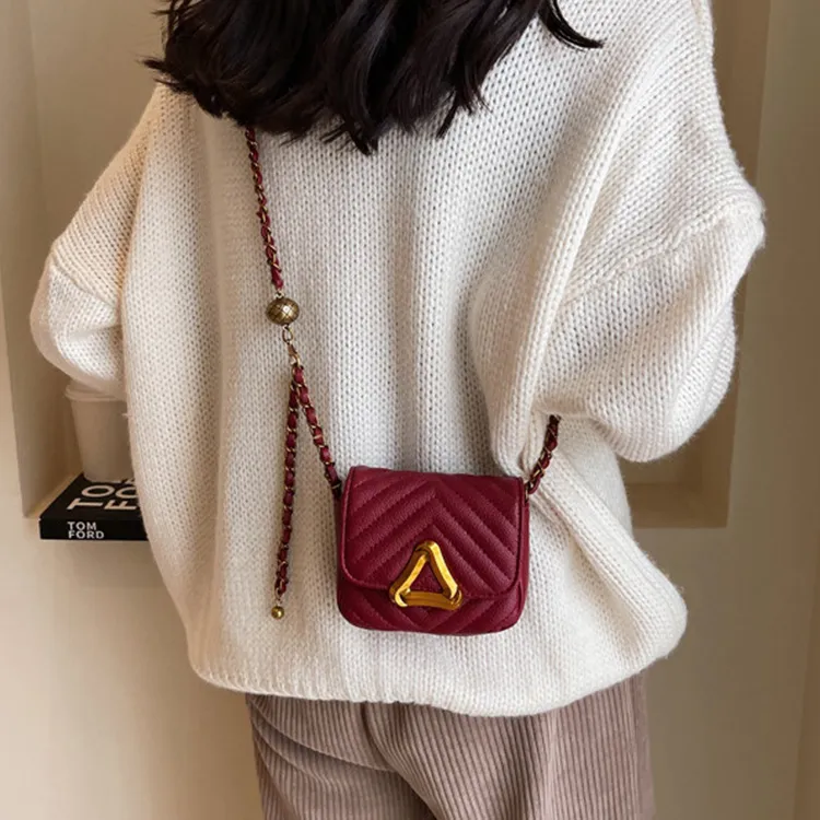 NOMK PU Small Square Bag Shoulder Bag Crossbody Bag Small Size Women's Red/Ecru/Black/Coffee-1