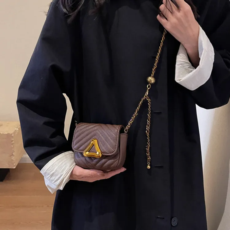 NOMK PU Small Square Bag Shoulder Bag Crossbody Bag Small Size Women's Red/Ecru/Black/Coffee-14