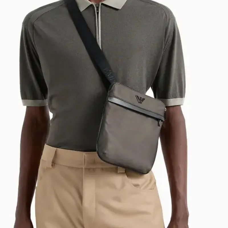 EMPORIO ARMANI Polyamide With Polyurethane Shoulder Bag Crossbody Bag Men's Army Green-4