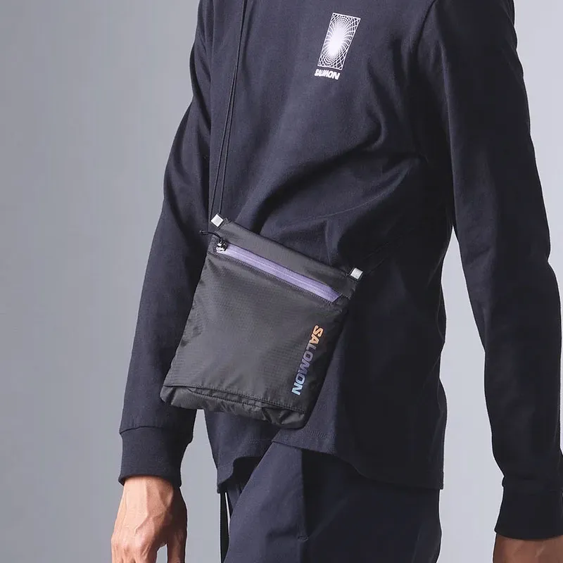 SALOMON Polyamide Crossbody Bag, Shoulder Bag Regular Unisex Black & Soft Soil & Blue Mist-3