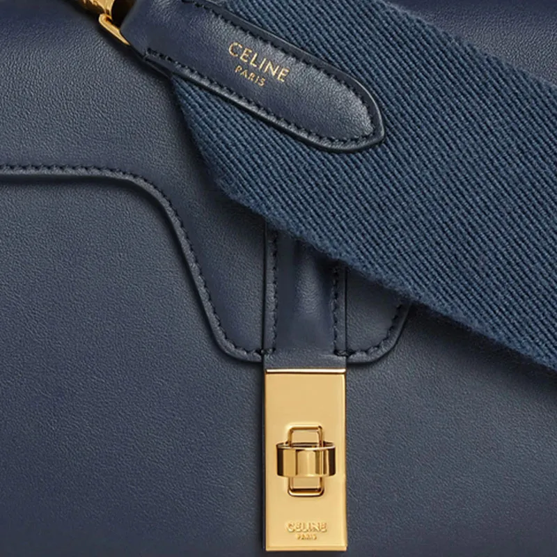CELINE 16 Smooth Cow Leather Shoulder Bag Crossbody Bag Women's Navy-3