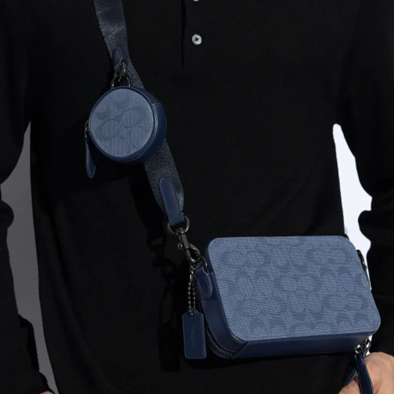 COACH Charter Refined Calfskin Crossbody Bag, Shoulder Bag Men's Blue-4