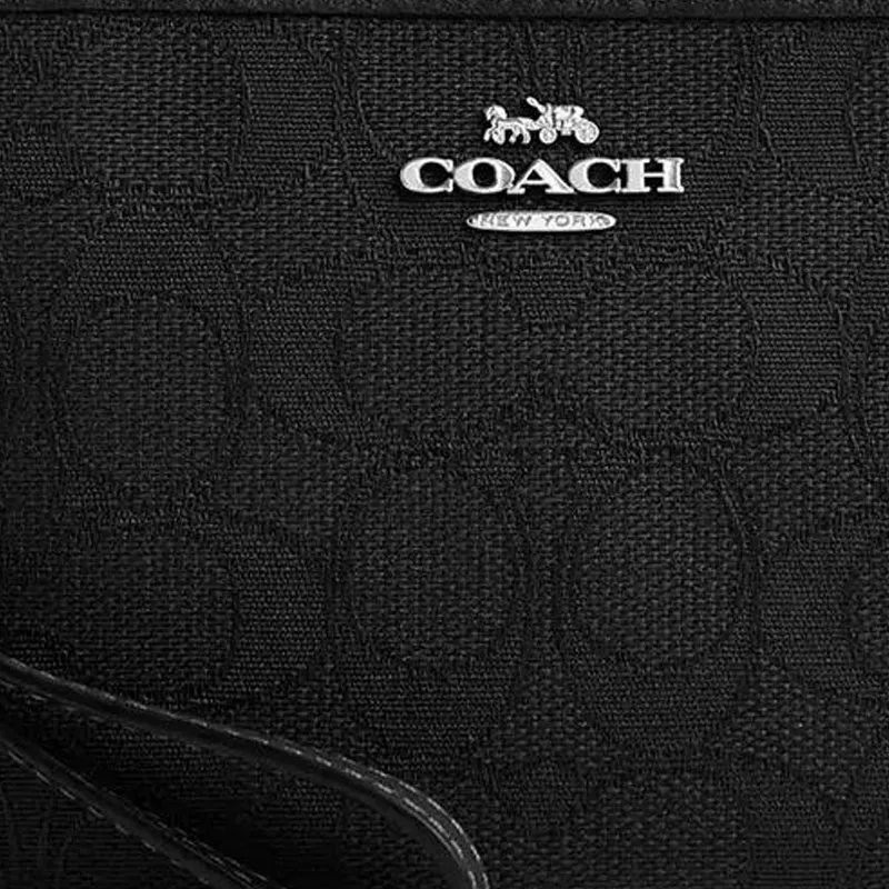 COACH Cow Leather Wrist Bag Clutch Trumpets Women's Black-3