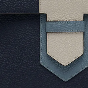 Delvau Presse Taurillon Soft Grain Soft Calfskin Clutch Unisex Dark Blue