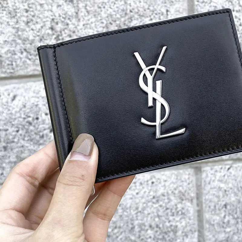 SAINT LAURENT Monogram Smooth Leather Wallet, Wallet Men's Black-4