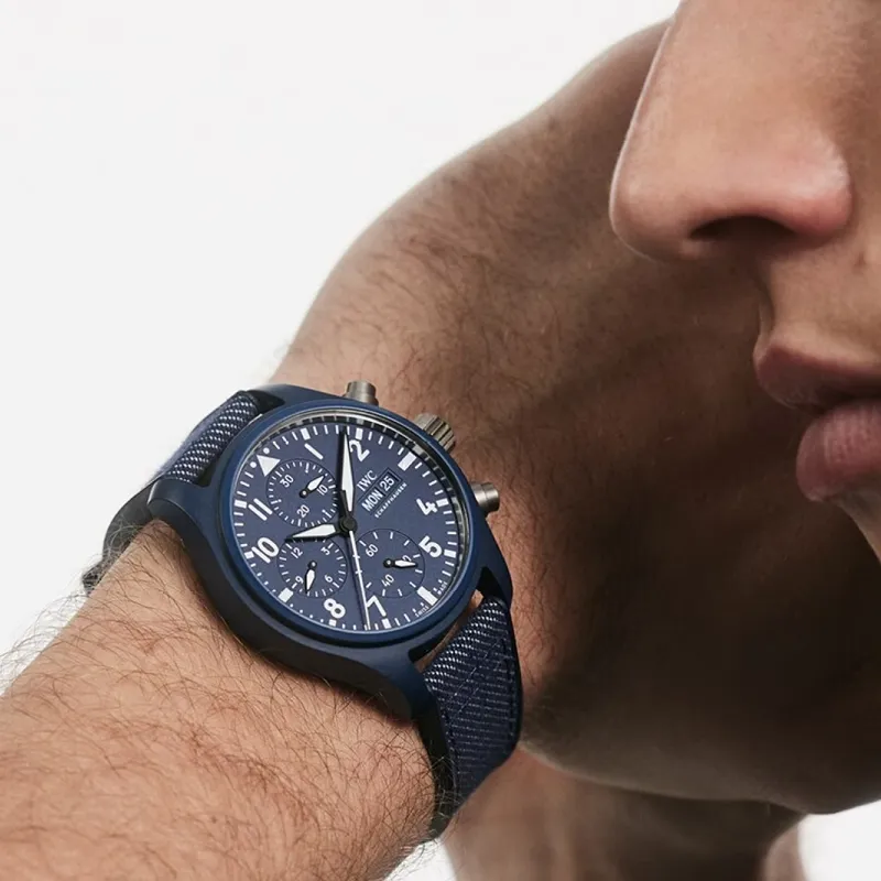 IWC PILOT Collection Automatic Mechanical Movement Men's Watches Watch Blue Dial Ceramic Watch Case Rubber Strap-5