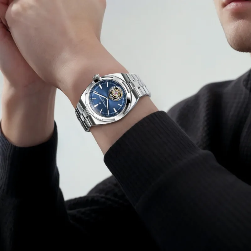VACHERON CONSTANTIN Overseas Collection Automatic Mechanical Movement Men's Watches Watch 42.5mm Blue Dial-4