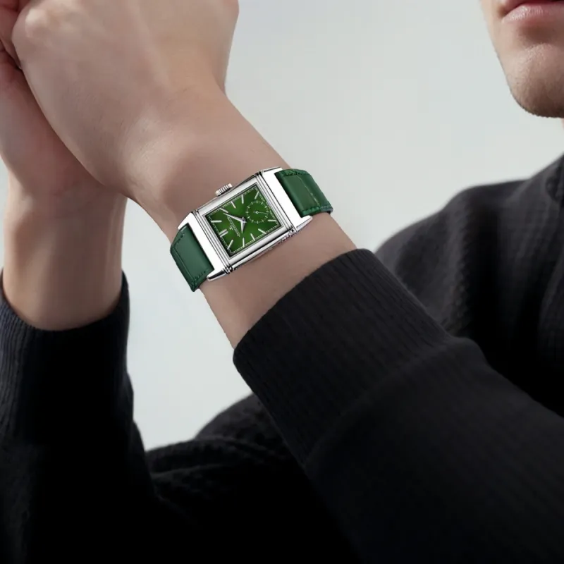 JAEGER LECOULTRE REVERSO Manual Mechanical Movement Men's Watches Watch 27.4mm 45.6*27.4mm Green Dial-5
