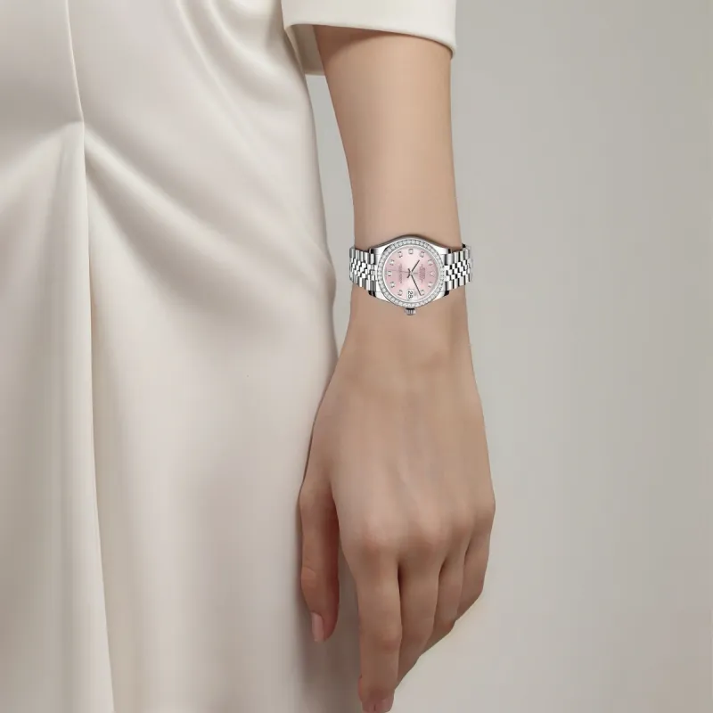ROLEX Log Series Automatic Mechanical Movement Women's Watch Watch 31mm Pink Watch Dial Oystersteel Case-1