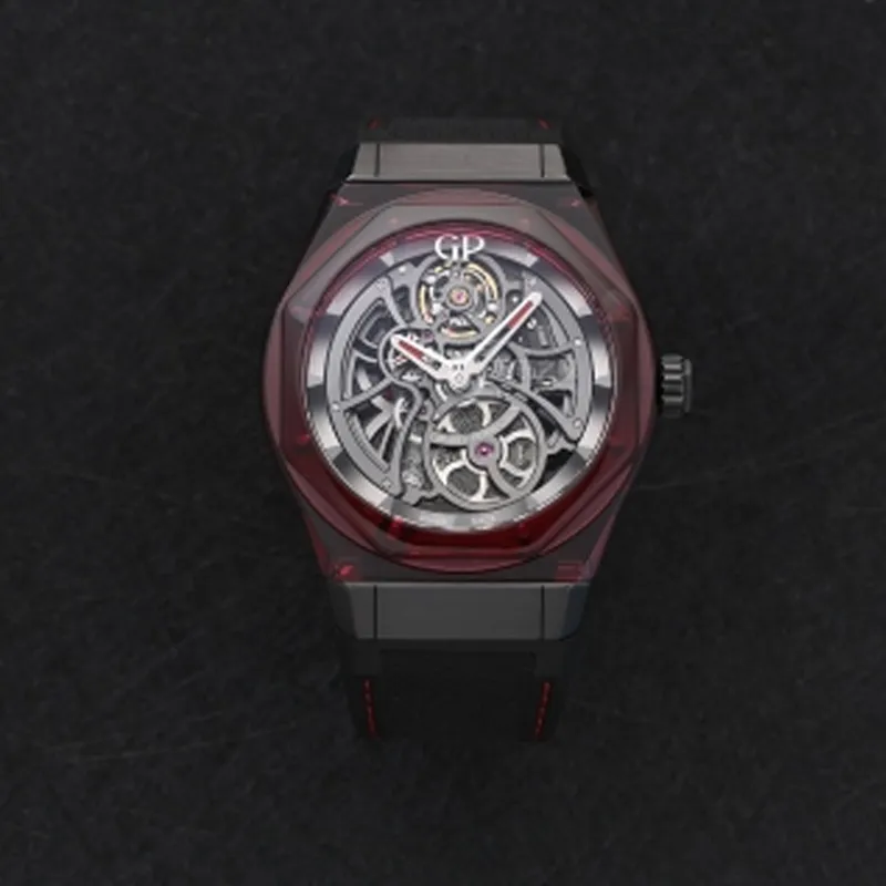 GP Laurel Series Automatic Mechanical Movement Men's Watches Watch 44mm Cut Out Dial Titanium Watch Case Rubber Strap-1