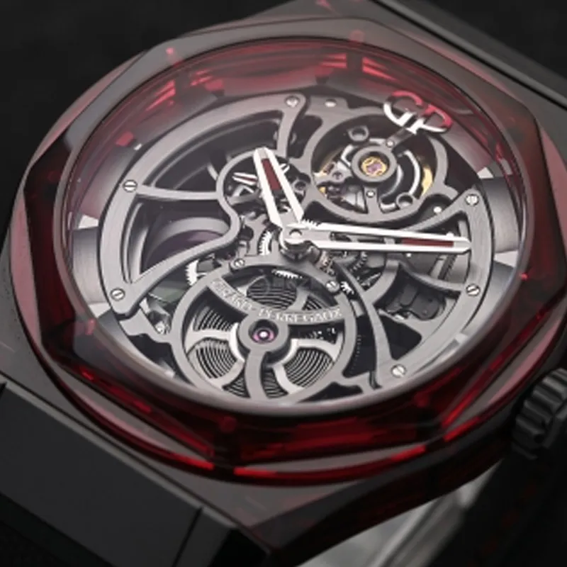 GP Laurel Series Automatic Mechanical Movement Men's Watches Watch 44mm Cut Out Dial Titanium Watch Case Rubber Strap-2