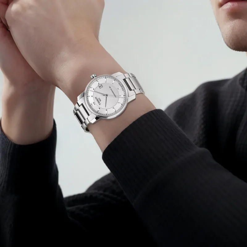 TISSOT Ti Automatic Mechanical Movement Men's Watches Watch 40mm Silver Dial Titanium Watch Case Titanium Strap-4