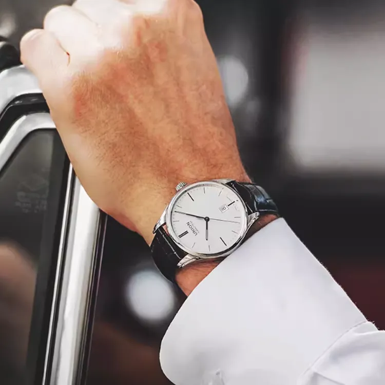 UNION GLASHUTTE SA Mechanical Movement Men's Watches Watch 41mm White Dial Stainless Steel Case Genuine Leather Strap-2