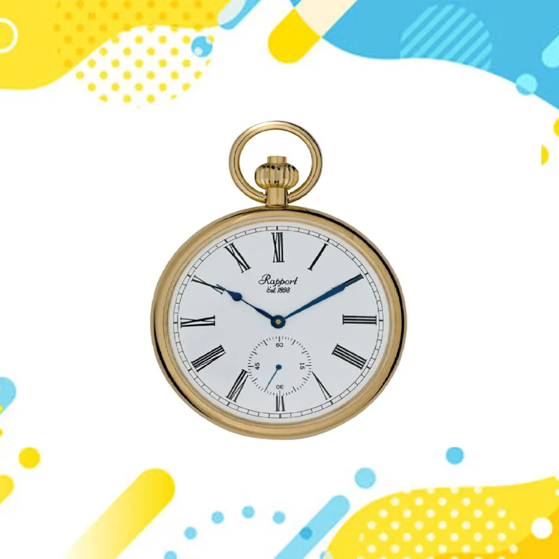 RAPPORT Manual Mechanical Movement Metal Pocket Watch 52mm Unisex Gold-2